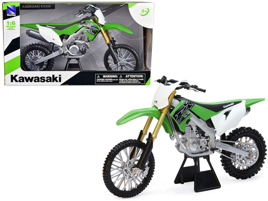 2019 Kawasaki KX 450F Dirt Bike Motorcycle Green and White 1/6 Diecast Model by New Ray New Ray