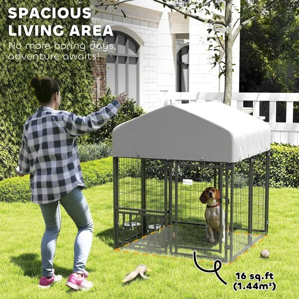 Welded Wire Outdoor Dog Kennel With Rotating & 4 Levels Adjustable Bowls Best YouTube Store