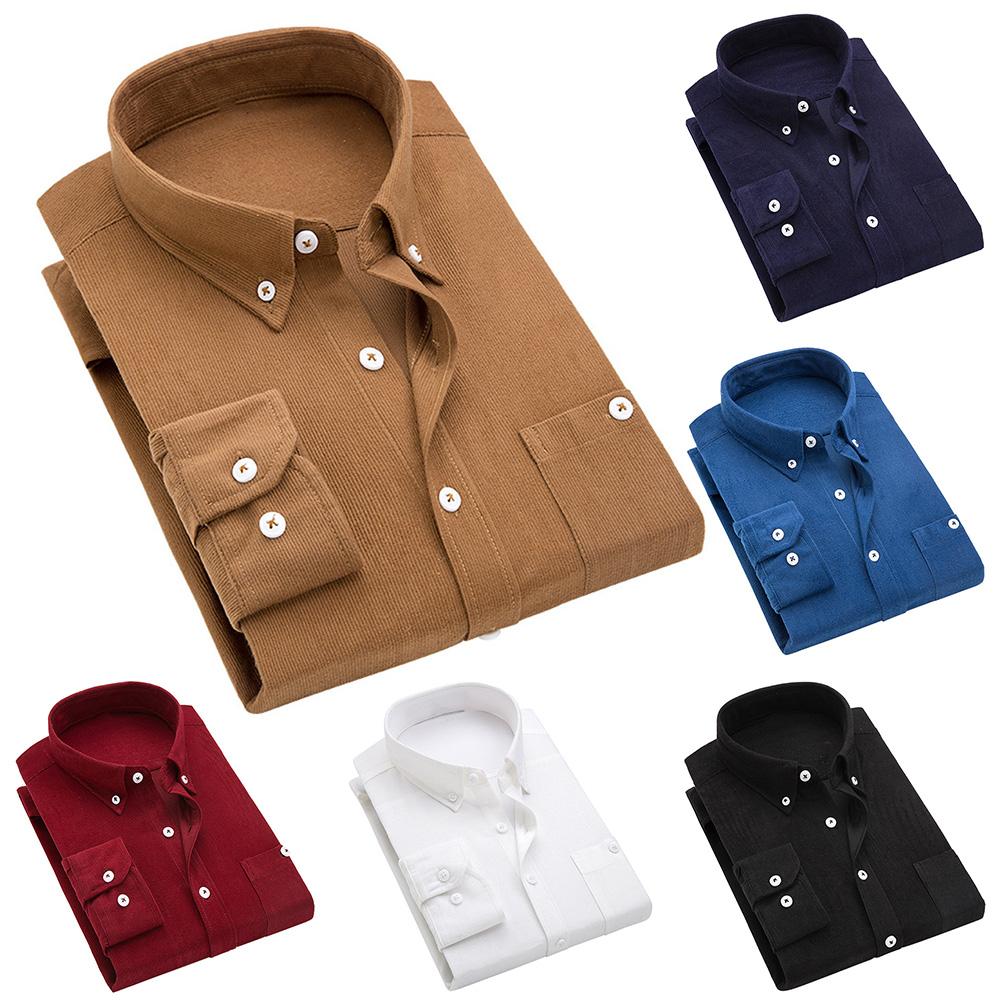 Men's Thin Corduroy Long Sleeve Shirt for Winter Pi-Mart