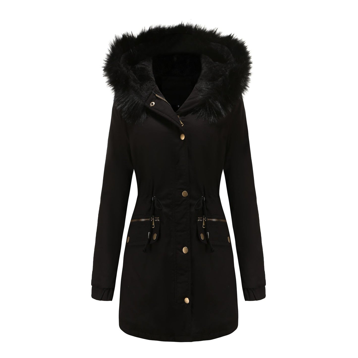 Women's Mid-length Fur Collar Coat Parker Cotton-padded Coat LadyShow.Store