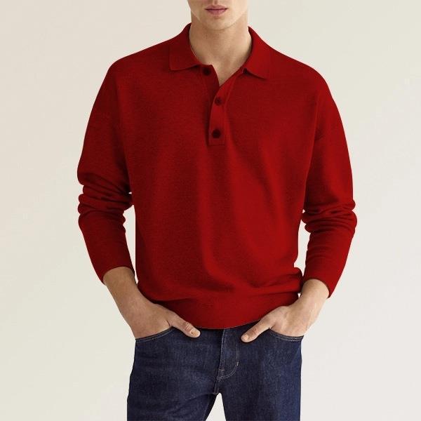 New Autumn Long Sleeve V-neck Buttons Men's Casual Jacket Polo Shirt LadyShow.Store