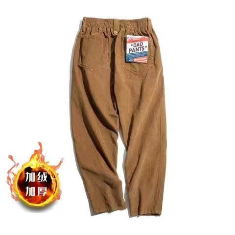 Men's Casual Khaki Corduroy Pants for Autumn/Winter Pi-Mart