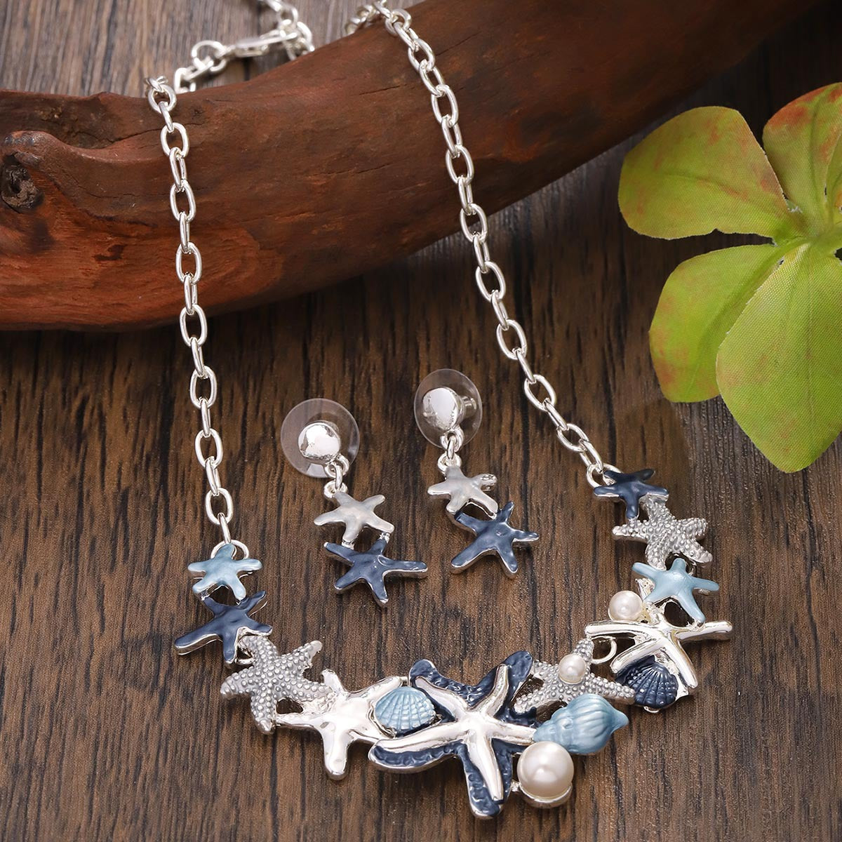 Starfish Shell Jewelry Necklace And Earrings Suite LadyShow.Store