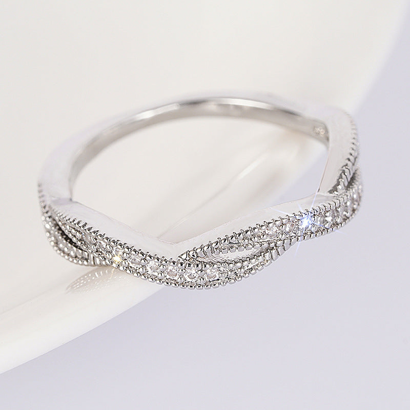 Everyday Lightweight Luxury Twisted-cross Wedding Ring Best YouTube Store