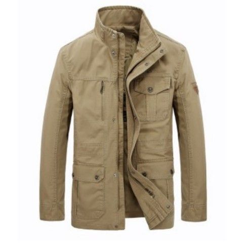 Men's Stand Collar Mid-length Multi-pocket Casual Jacket Best YouTube Store