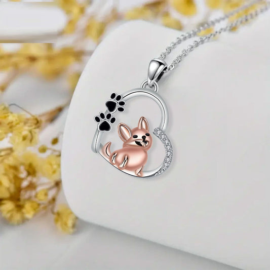Lovely Heart-shaped Design Pet Dog Pendant Necklace Personality LadyShow.Store