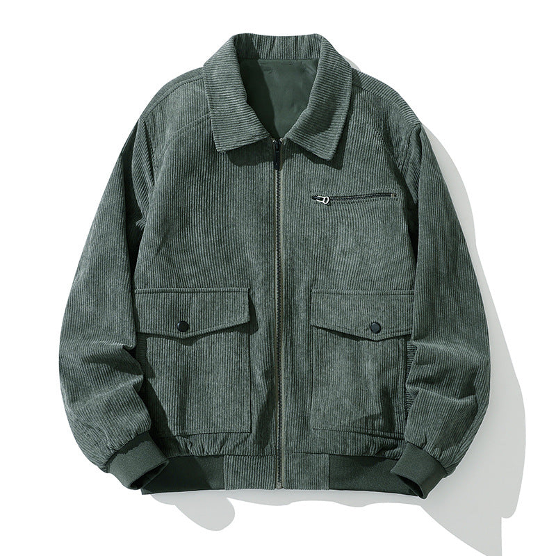 Men's Corduroy Jacket - Stylish Casual Spring/Fall Outerwear Pi-Mart