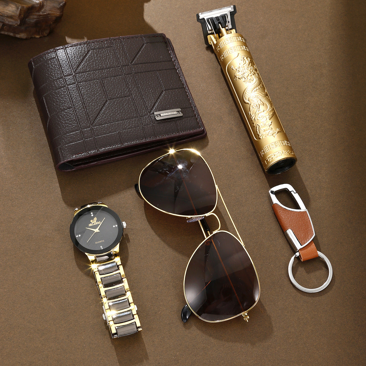 Steel Belt Quartz Watch Personality Wallet Shaver 5 Pieces Gift Set Best YouTube Store