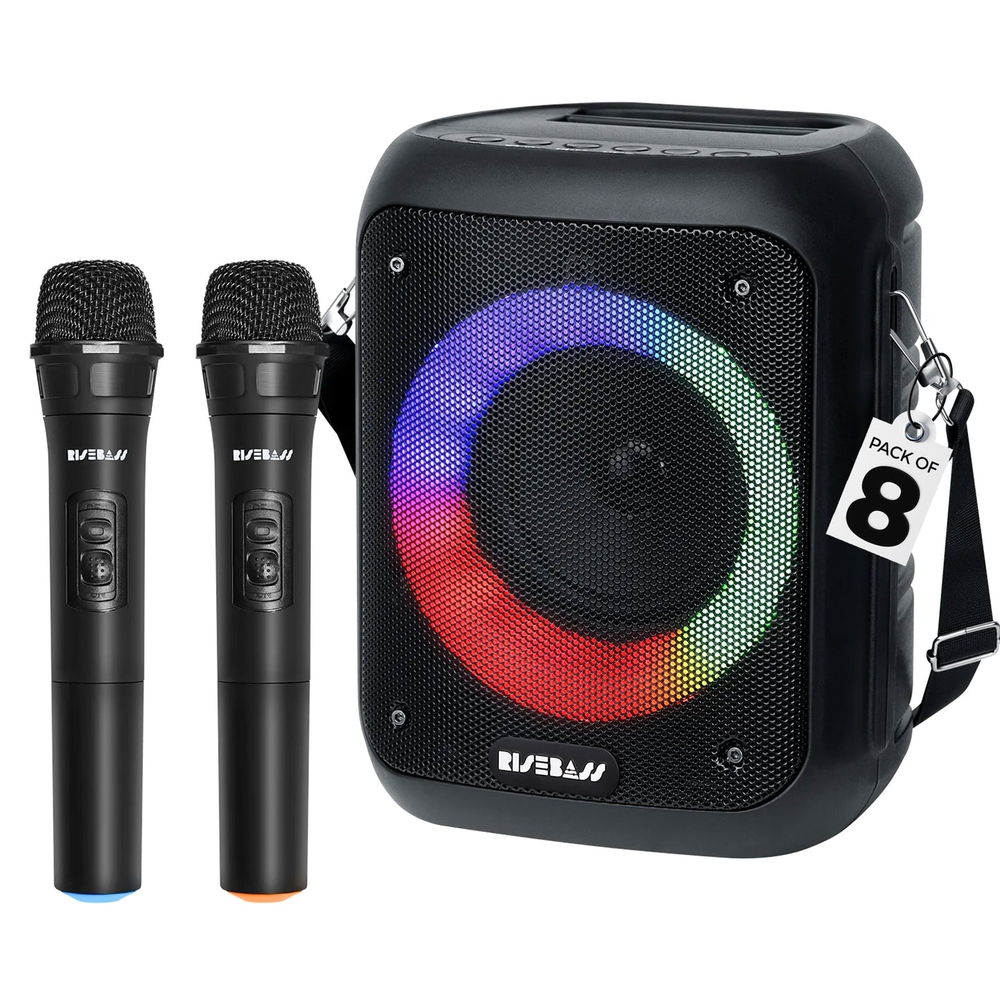 Risebass Portable Karaoke Machine with 2 Wireless Microphones - Bluetooth Rechargeable Speaker with USB/SD/TF Card Support, AUX-in, Tripod Screw Mount and Phone Slot. LuxuryLifeWay Online Store
