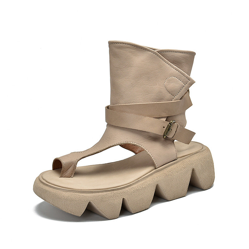 Roman High-Top Platform Sandals with Belt Buckle Best YouTube Store
