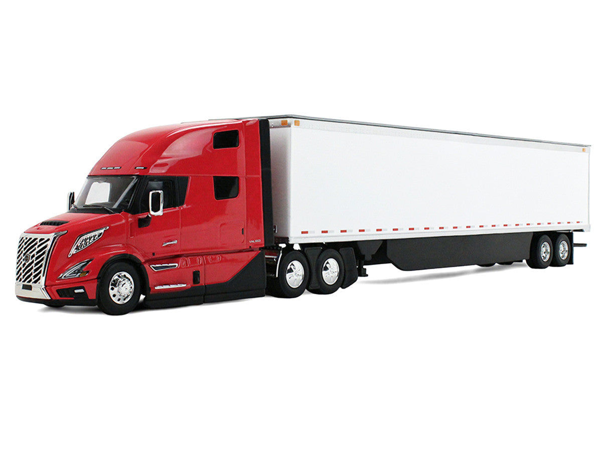Volvo VNL 860 High-Roof Sleeper and 53' Trailer with Skirts Red with White Trailer 1/50 Diecast Model by First Gear-0