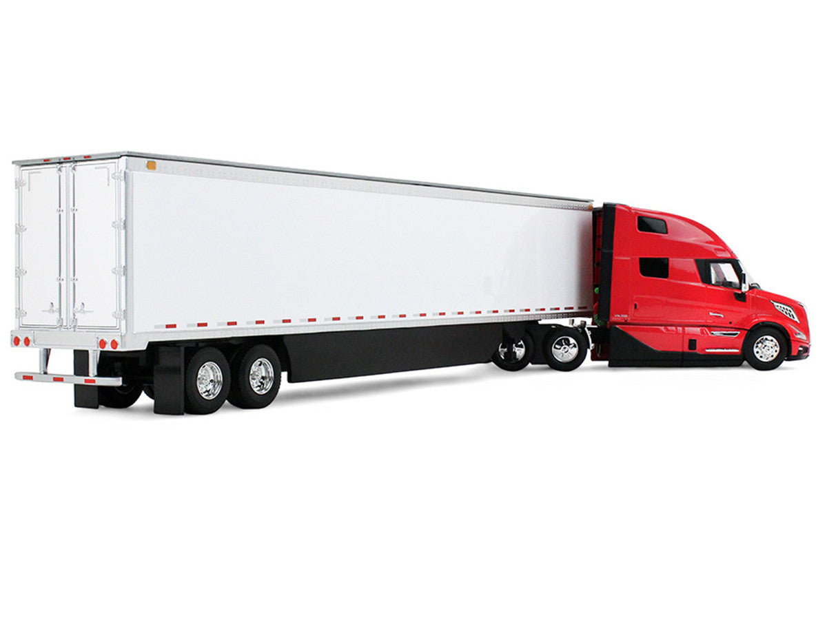 Volvo VNL 860 High-Roof Sleeper and 53' Trailer with Skirts Red with White Trailer 1/50 Diecast Model by First Gear-1