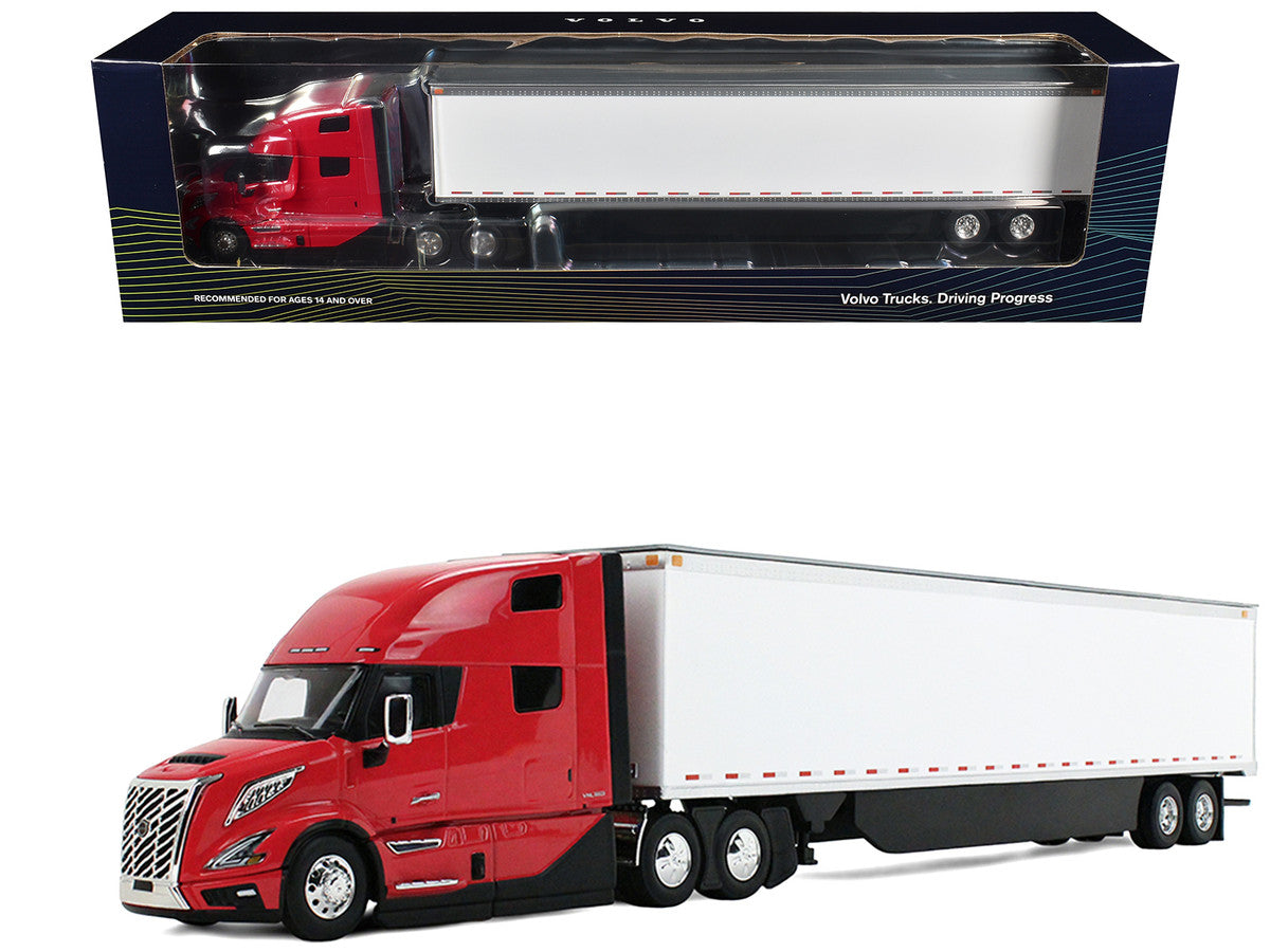 Volvo VNL 860 High-Roof Sleeper and 53' Trailer with Skirts Red with White Trailer 1/50 Diecast Model by First Gear-2