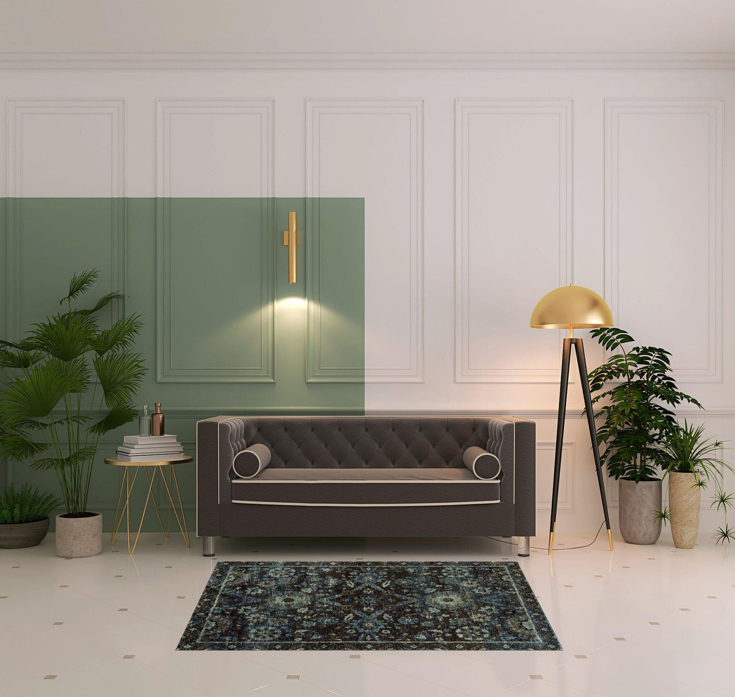 3' X 5' Navy Blue Oriental Power Loom Area Rug