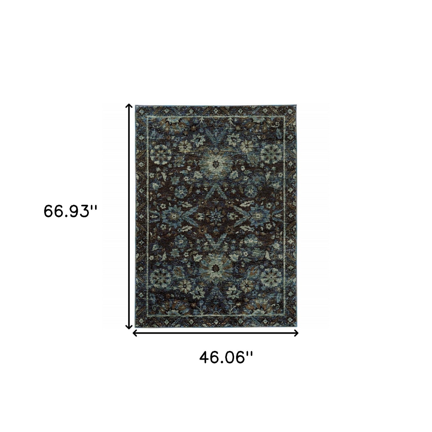 3' X 5' Navy Blue Oriental Power Loom Area Rug