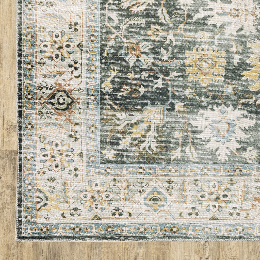 4' X 6' Gray and Ivory Oriental Non Skid Area Rug