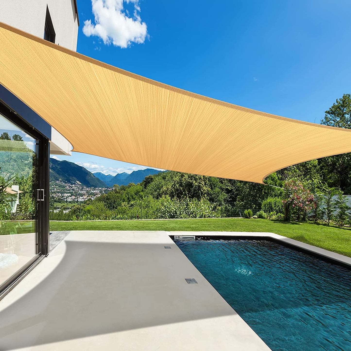 8' X 12' Sun Shade Sails Canopy Rectangle Outdoor Shade Canopy UV Shelter Canopy For Outdoor Patio Garden Backyard