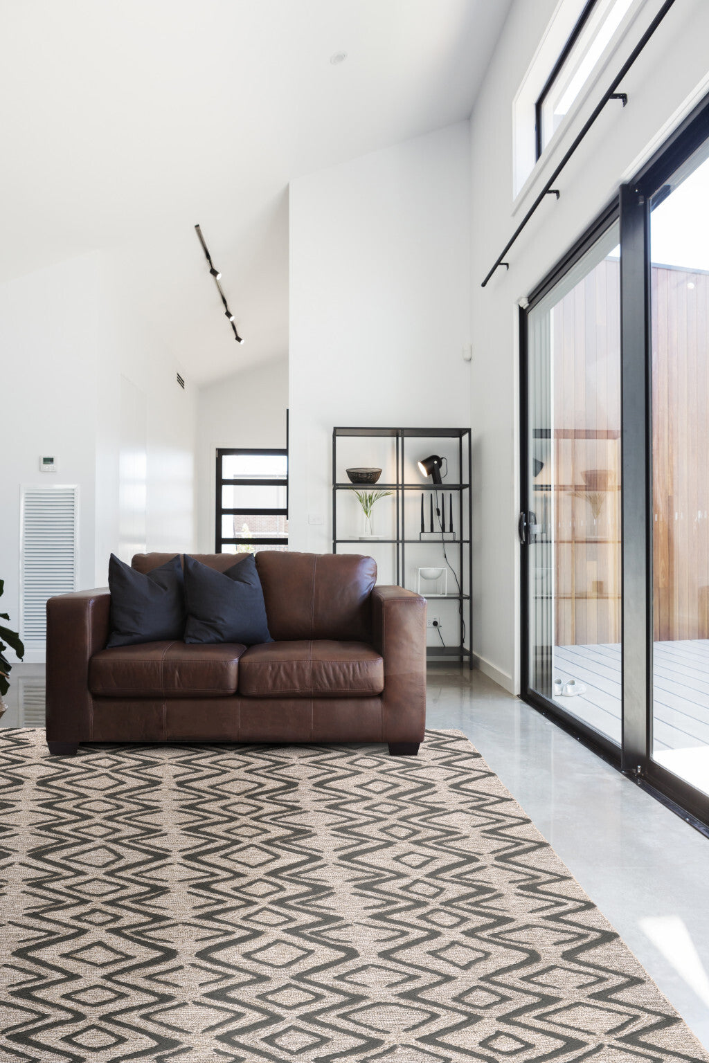 4' X 6' Black Gray And Taupe Wool Geometric Tufted Handmade Stain Resistant Area Rug W2B