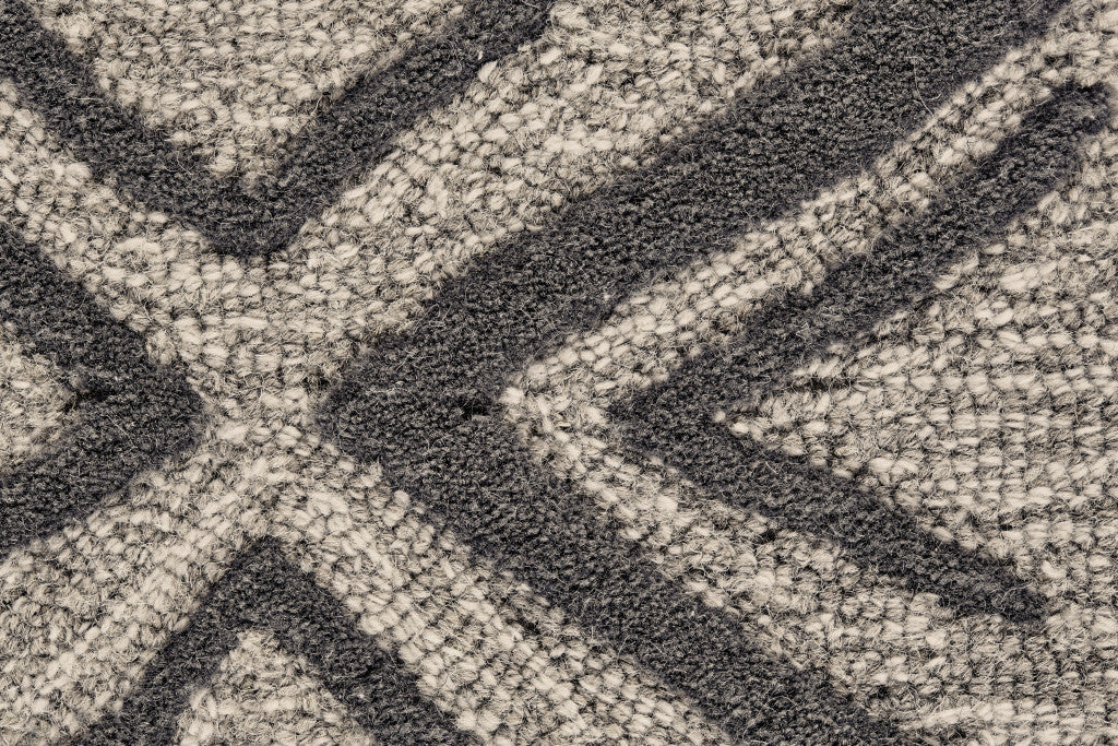 4' X 6' Black Gray And Taupe Wool Geometric Tufted Handmade Stain Resistant Area Rug W2B