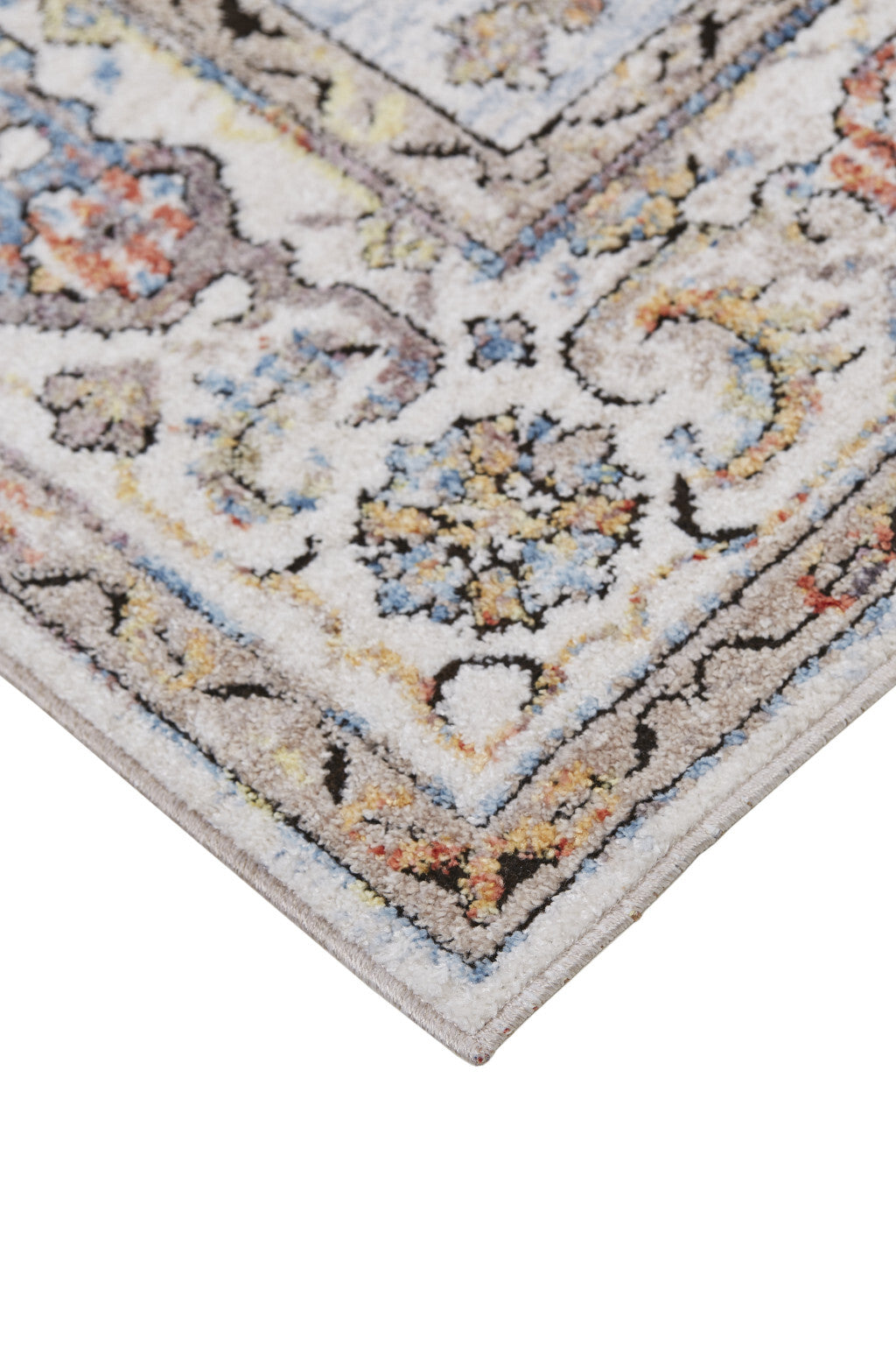 4' X 6' Blue and Gray Floral Area Rug W2B