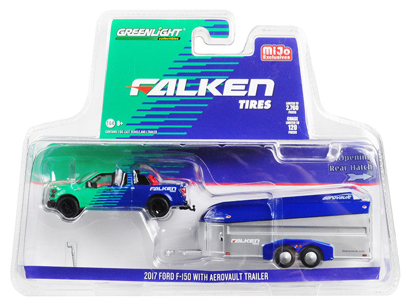 2017 Ford F-150 Pickup Truck and Aerovault Trailer "Falken Tires" Limited Edition to 2760 pieces Worldwide 1/64 Diecast Model Car by Greenlight Greenlight