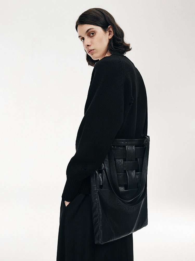 Faux Leather Woven Structure Crossbody Shoulder Bag LadyShow.Store