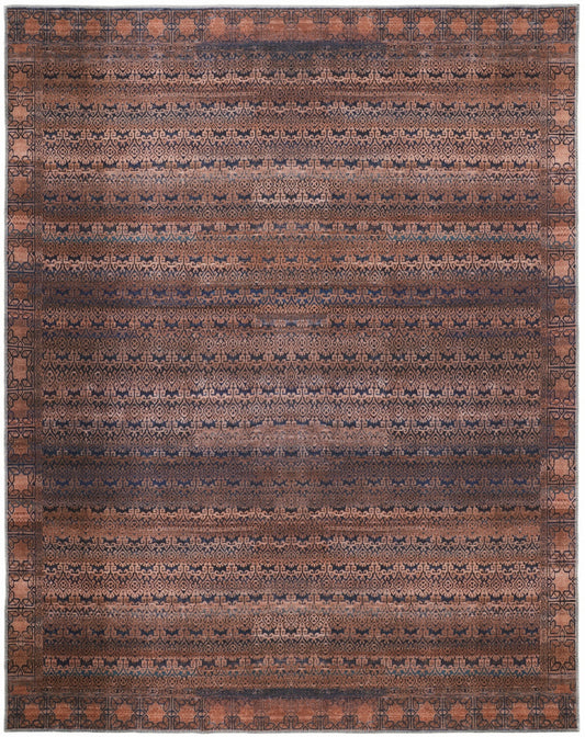 8' X 10' Red Brown And Blue Floral Power Loom Area Rug
