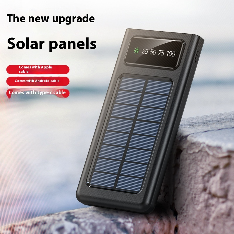 Solar Power Bank with Built-in Four Cables, 20000mAh Portable Charger for Mobile Phones Best YouTube Store