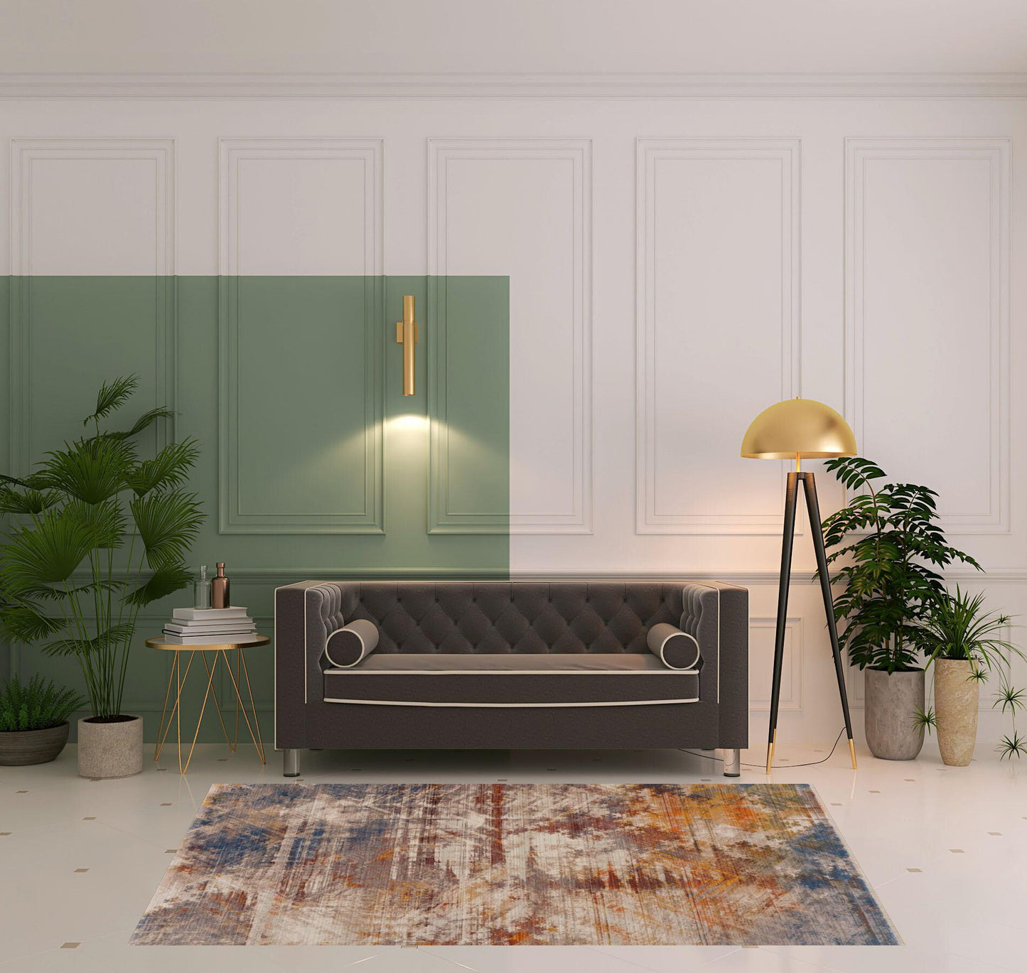 5' X 8' Gray Abstract Distressed Area Rug