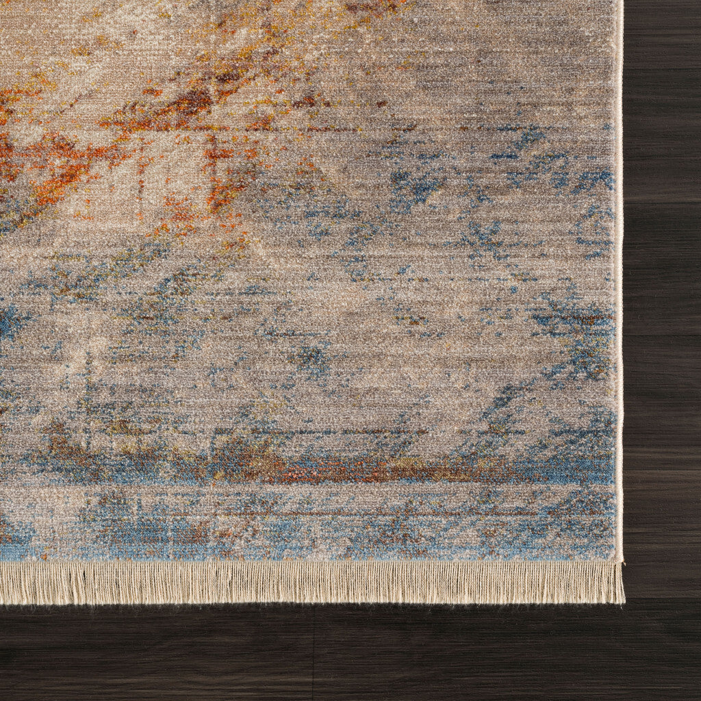 5' X 8' Gray Abstract Distressed Area Rug