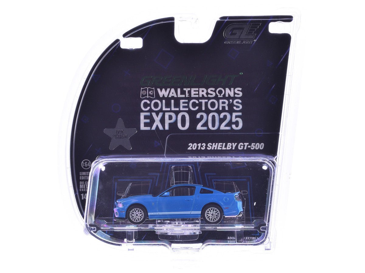 2013 Shelby GT-500 Blue with White Stripes "2025 Greenlight Waltersons Collector's Expo Exclusive" 1/64 Diecast Model Car by Greenlight Greenlight