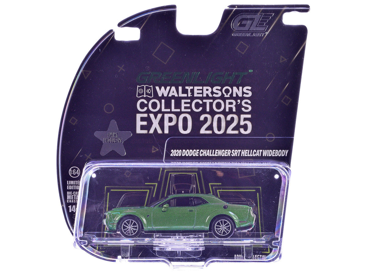 2020 Dodge Challenger SRT Hellcat Widebody F8 Green Metallic with Black Indiana Stripes "2025 Greenlight Waltersons Collector's Expo Exclusive" 1/64 Diecast Model Car by Greenlight Greenlight