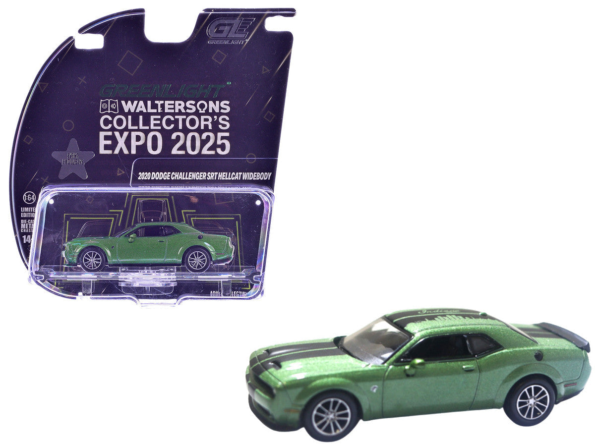 2020 Dodge Challenger SRT Hellcat Widebody F8 Green Metallic with Black Indiana Stripes "2025 Greenlight Waltersons Collector's Expo Exclusive" 1/64 Diecast Model Car by Greenlight Greenlight