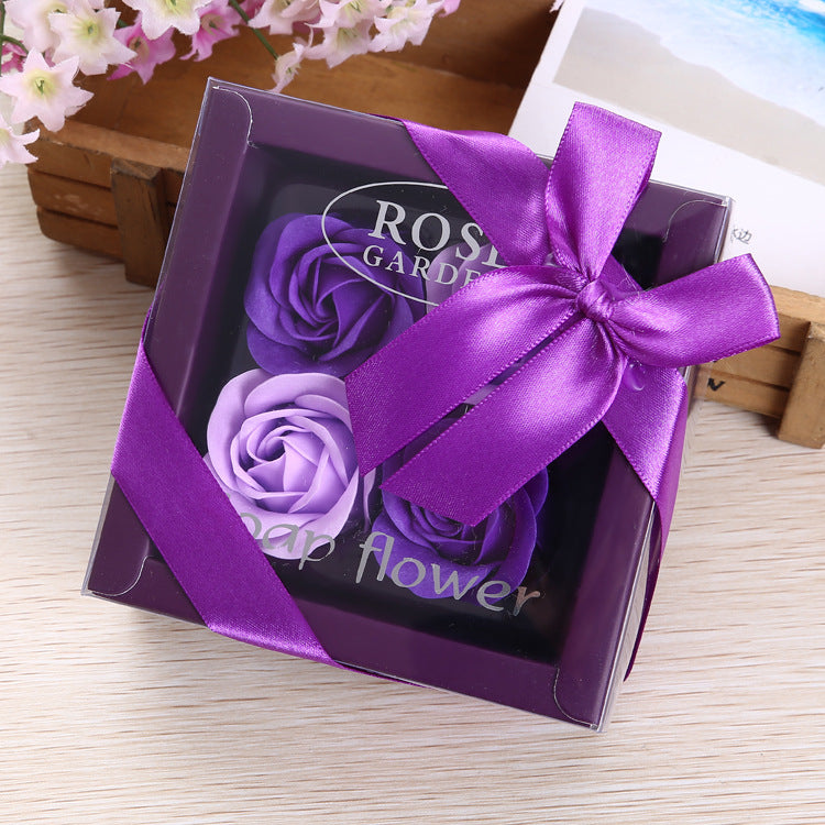 4 Rose Soap Flowers Gift Box For Valentine's Day CJD