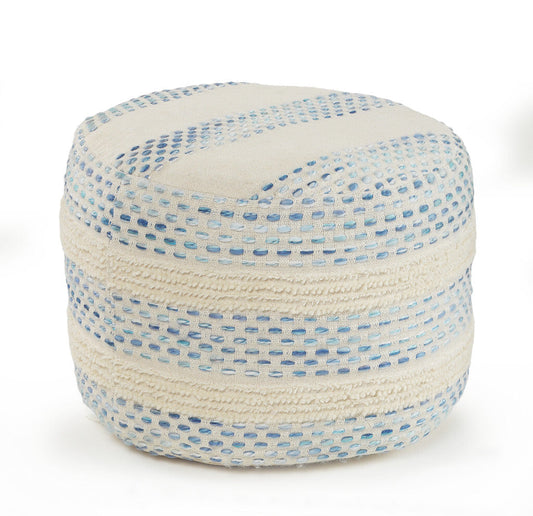 18" Blue Cotton Blend Ottoman W2B