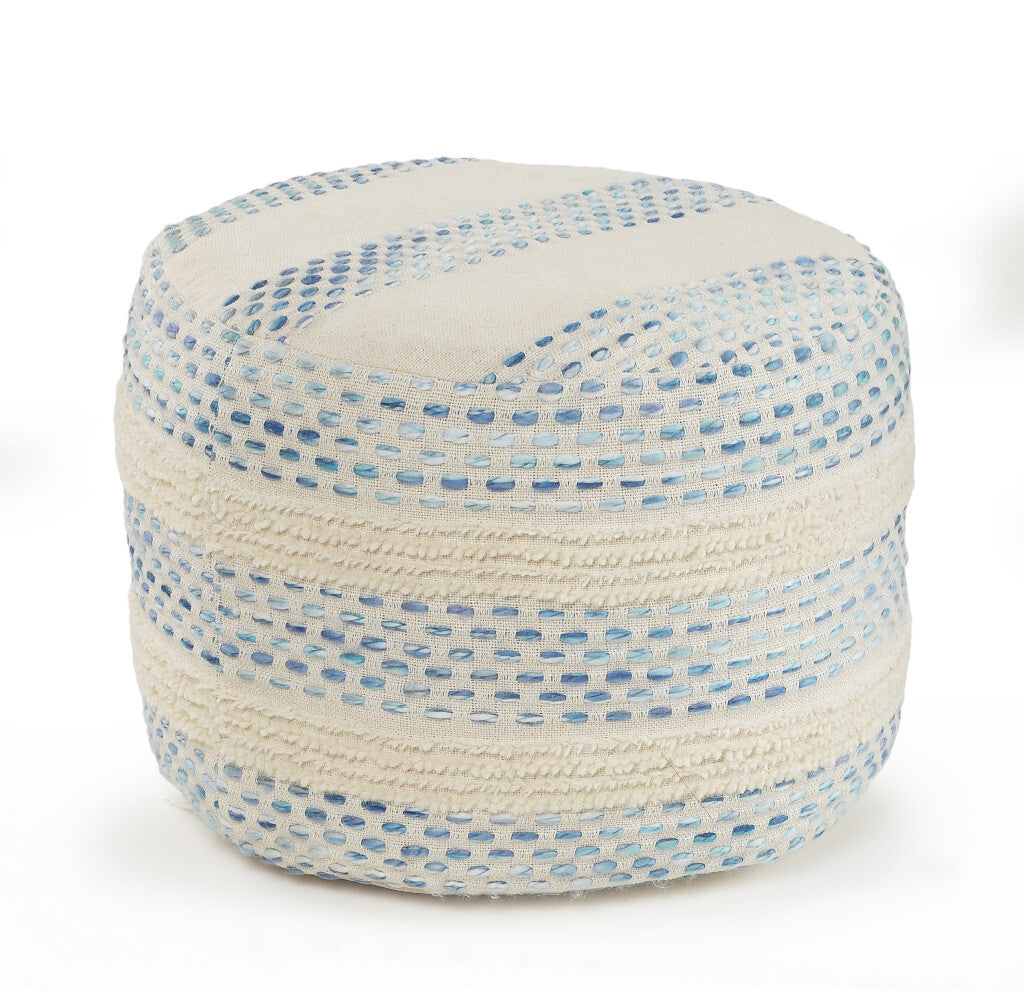 18" Blue Cotton Blend Ottoman W2B