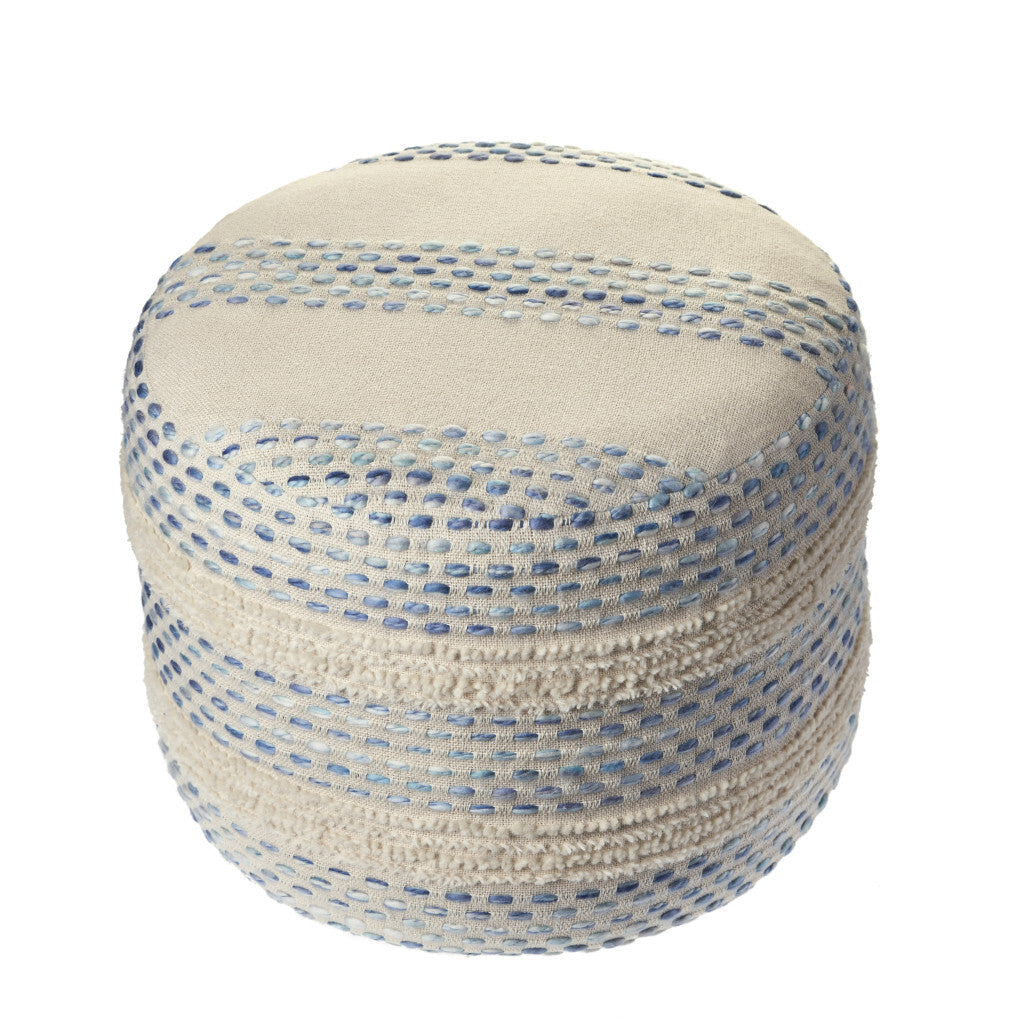 18" Blue Cotton Blend Ottoman W2B