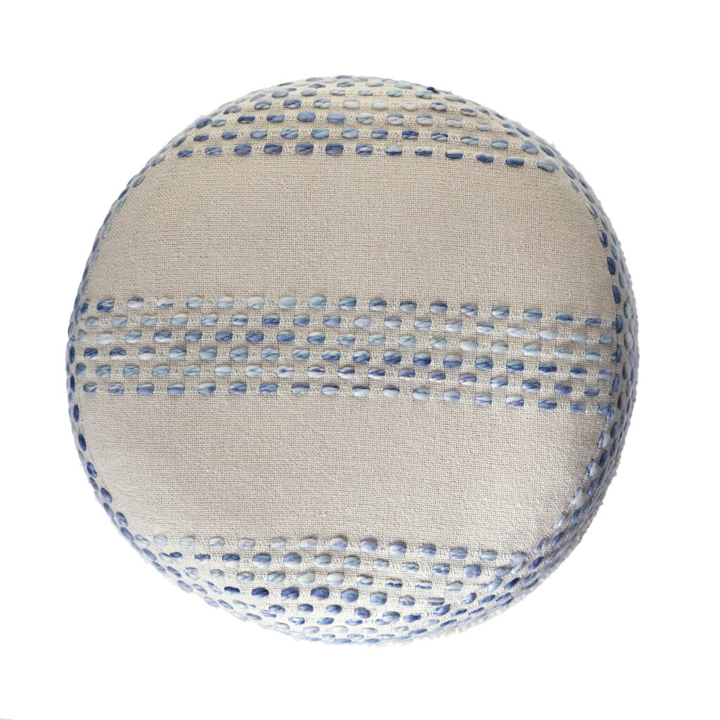 18" Blue Cotton Blend Ottoman W2B