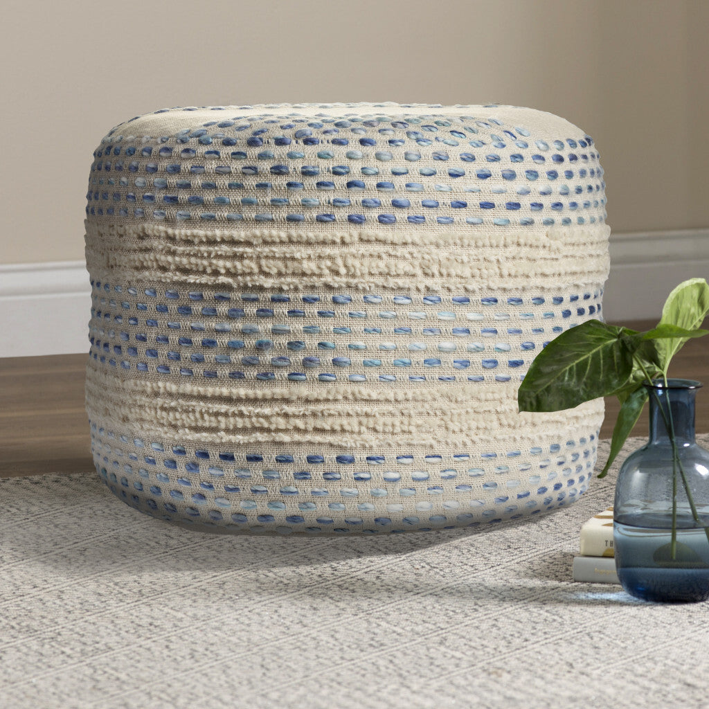 18" Blue Cotton Blend Ottoman W2B