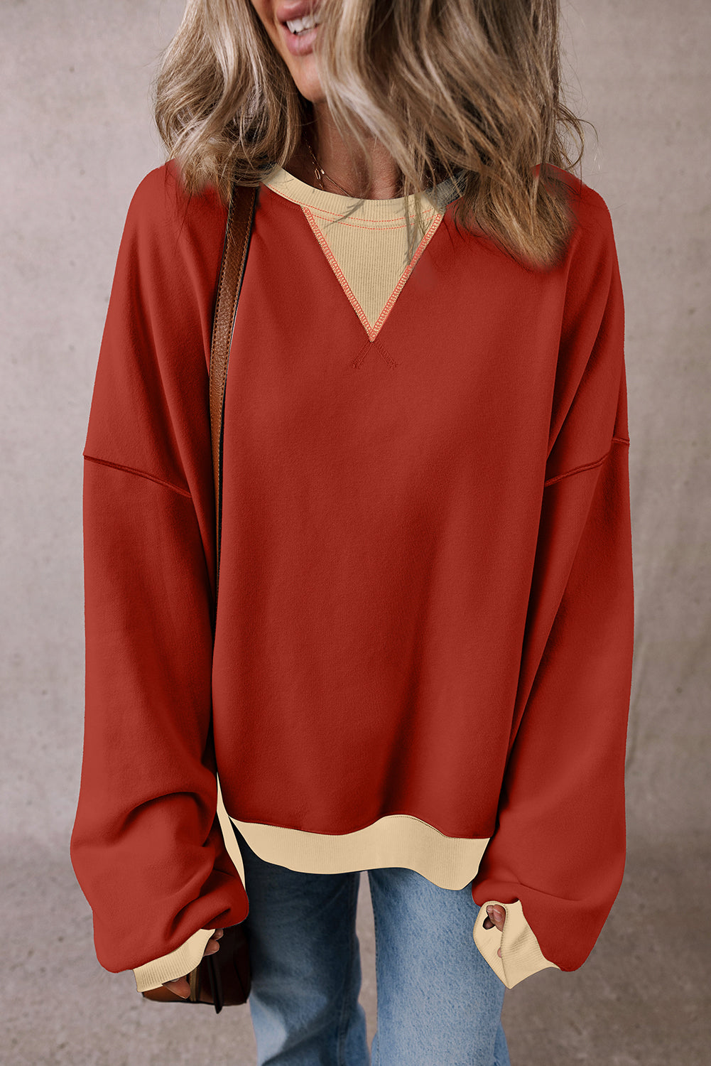 Abigail Drop Shoulder Oversized Sweatshirt Threaded Pear