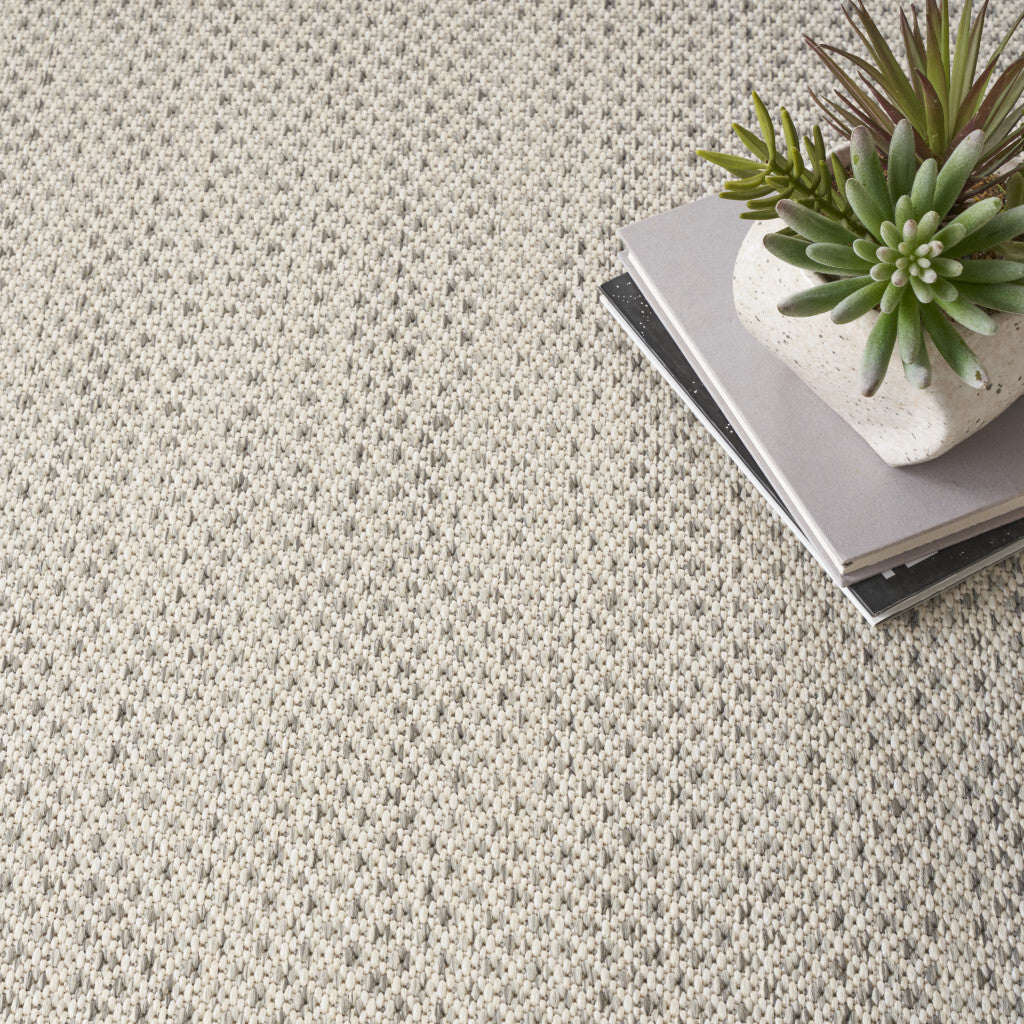 8' Silver Square Geometric Power Loom Area Rug W2B