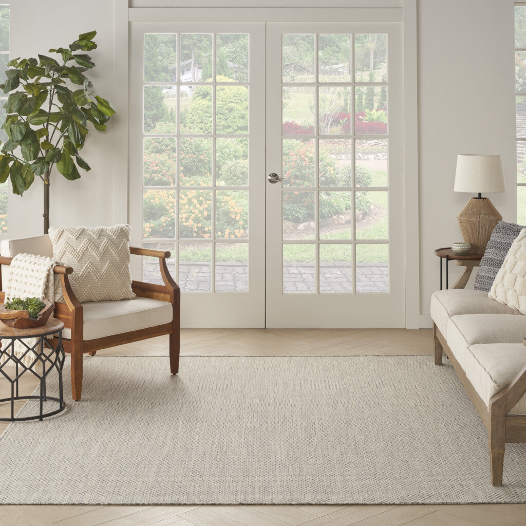 8' Silver Square Geometric Power Loom Area Rug W2B