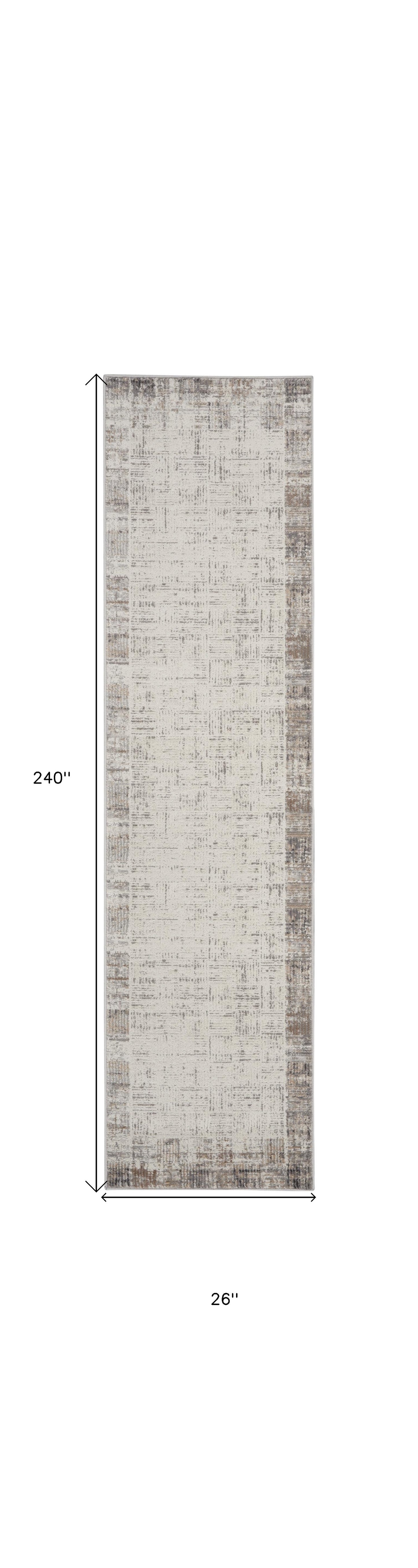 20' Gray Abstract Power Loom Runner Rug