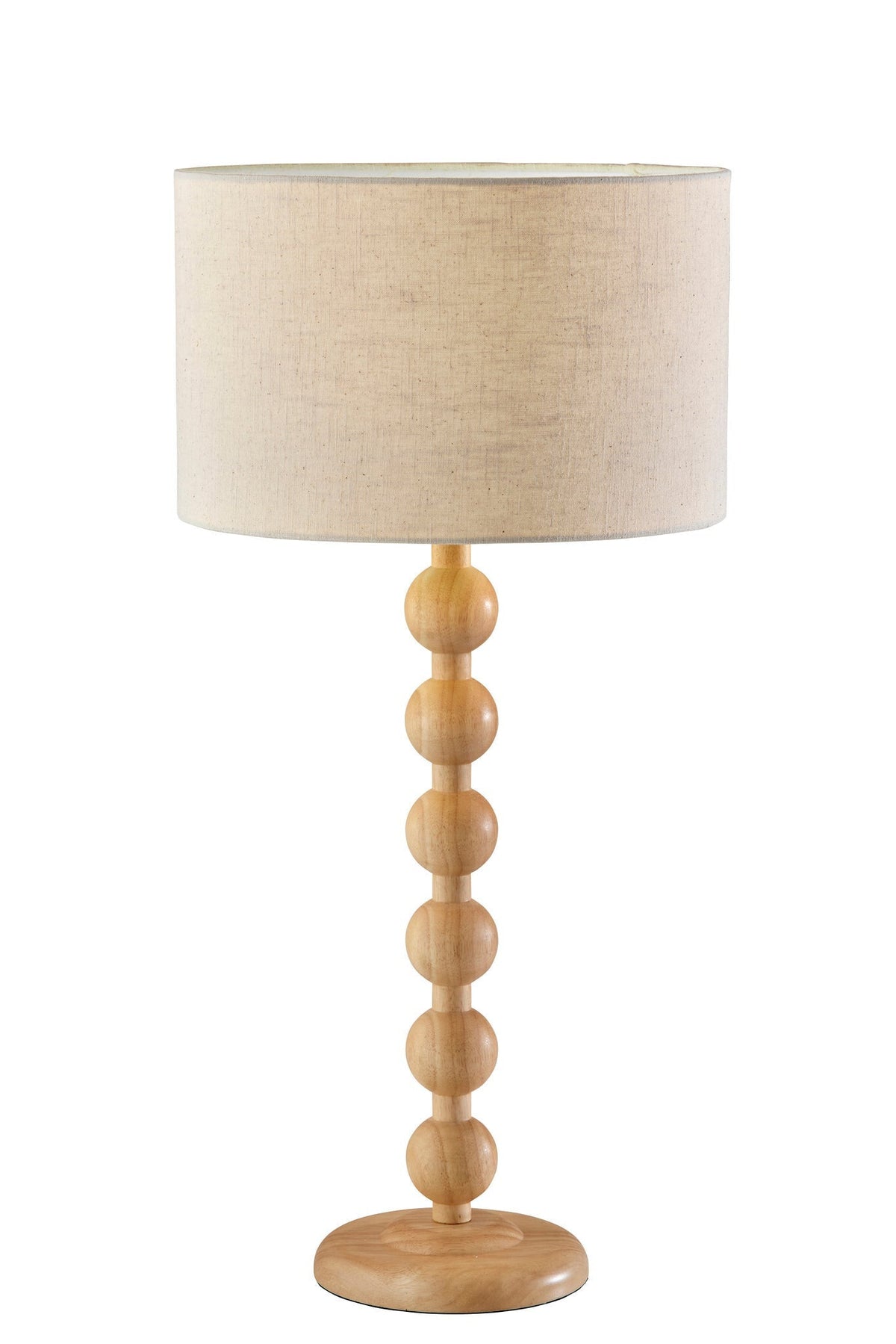 28" Brown Solid Wood Candlestick Table Lamp With Off White Drum Shade W2B