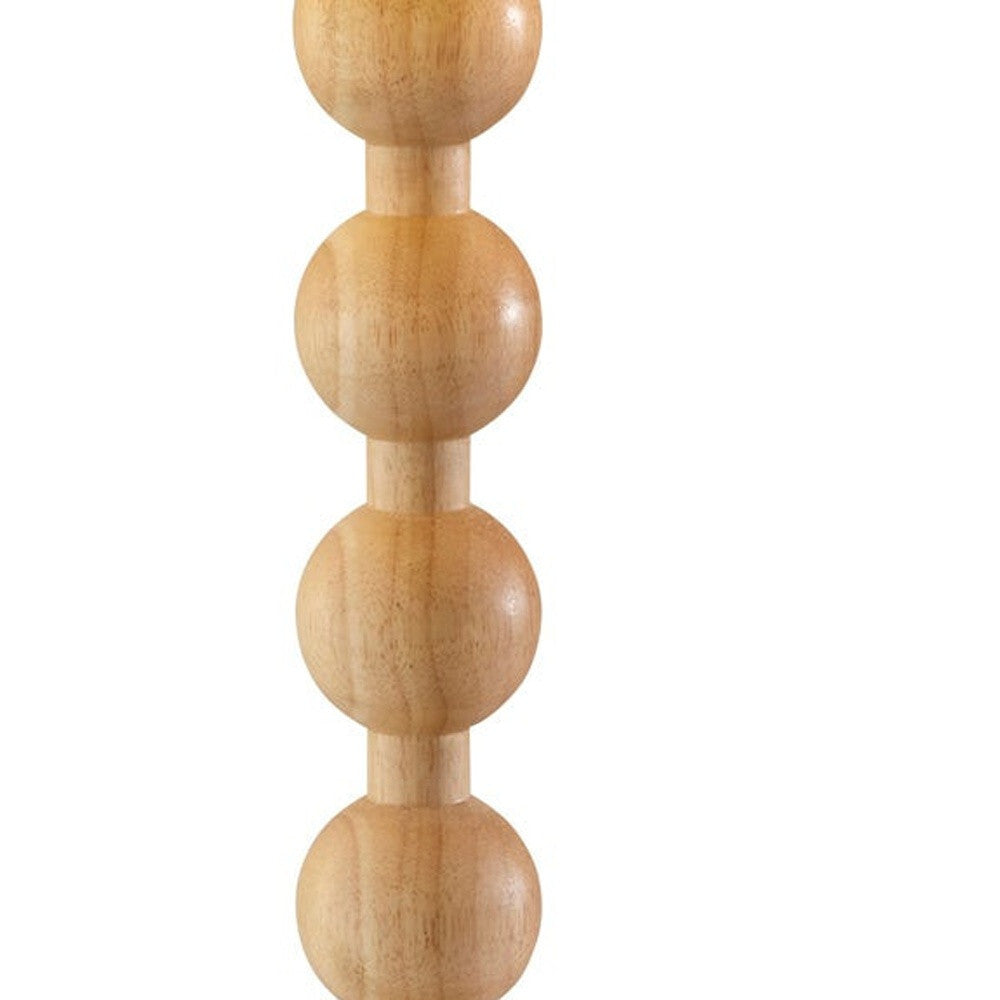 28" Brown Solid Wood Candlestick Table Lamp With Off White Drum Shade W2B