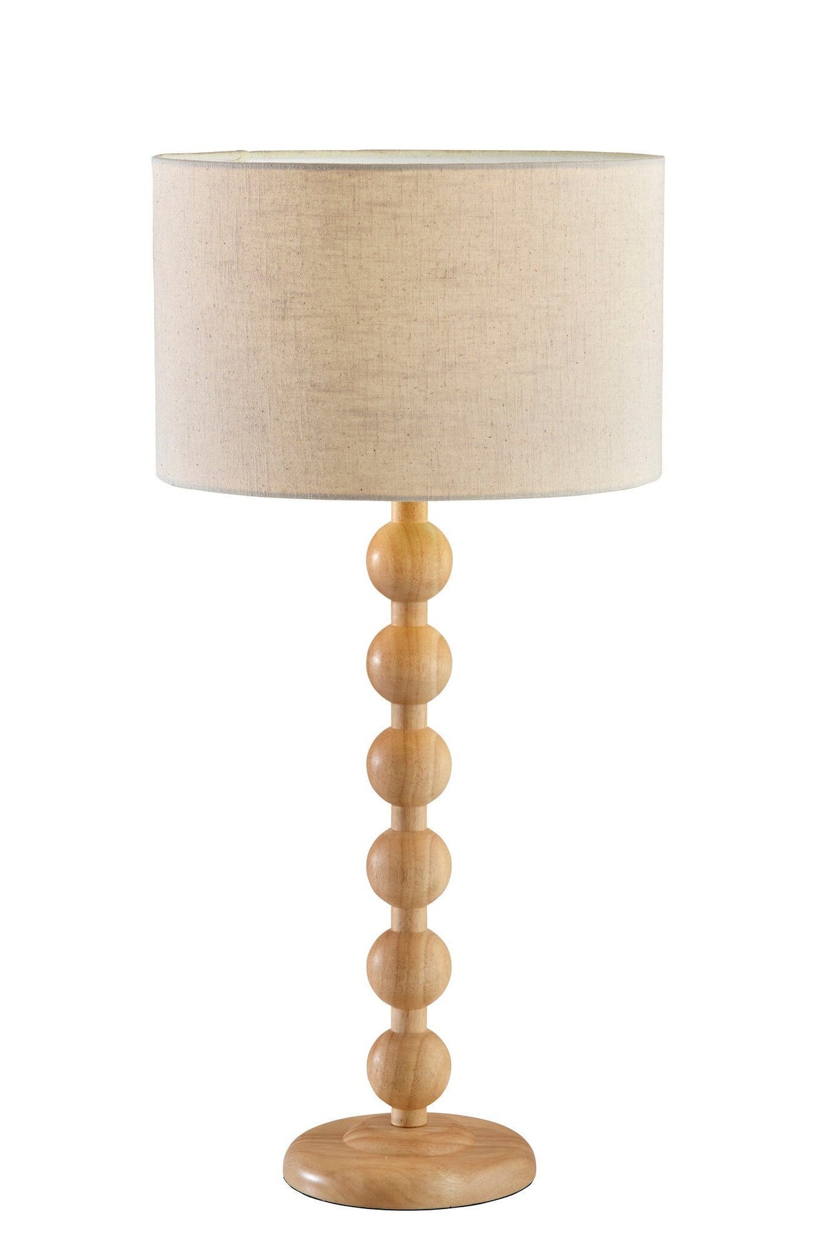 28" Brown Solid Wood Candlestick Table Lamp With Off White Drum Shade W2B