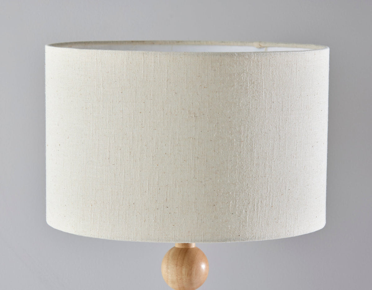 28" Brown Solid Wood Candlestick Table Lamp With Off White Drum Shade W2B
