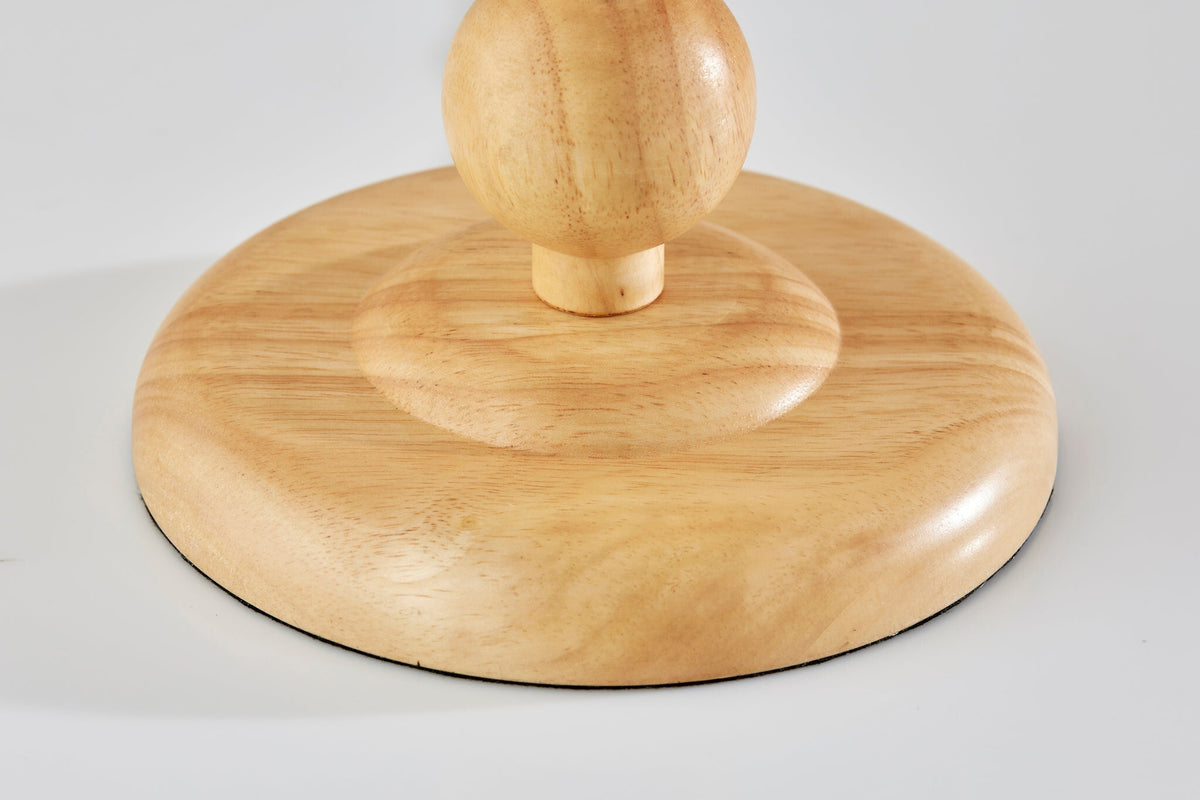 28" Brown Solid Wood Candlestick Table Lamp With Off White Drum Shade W2B