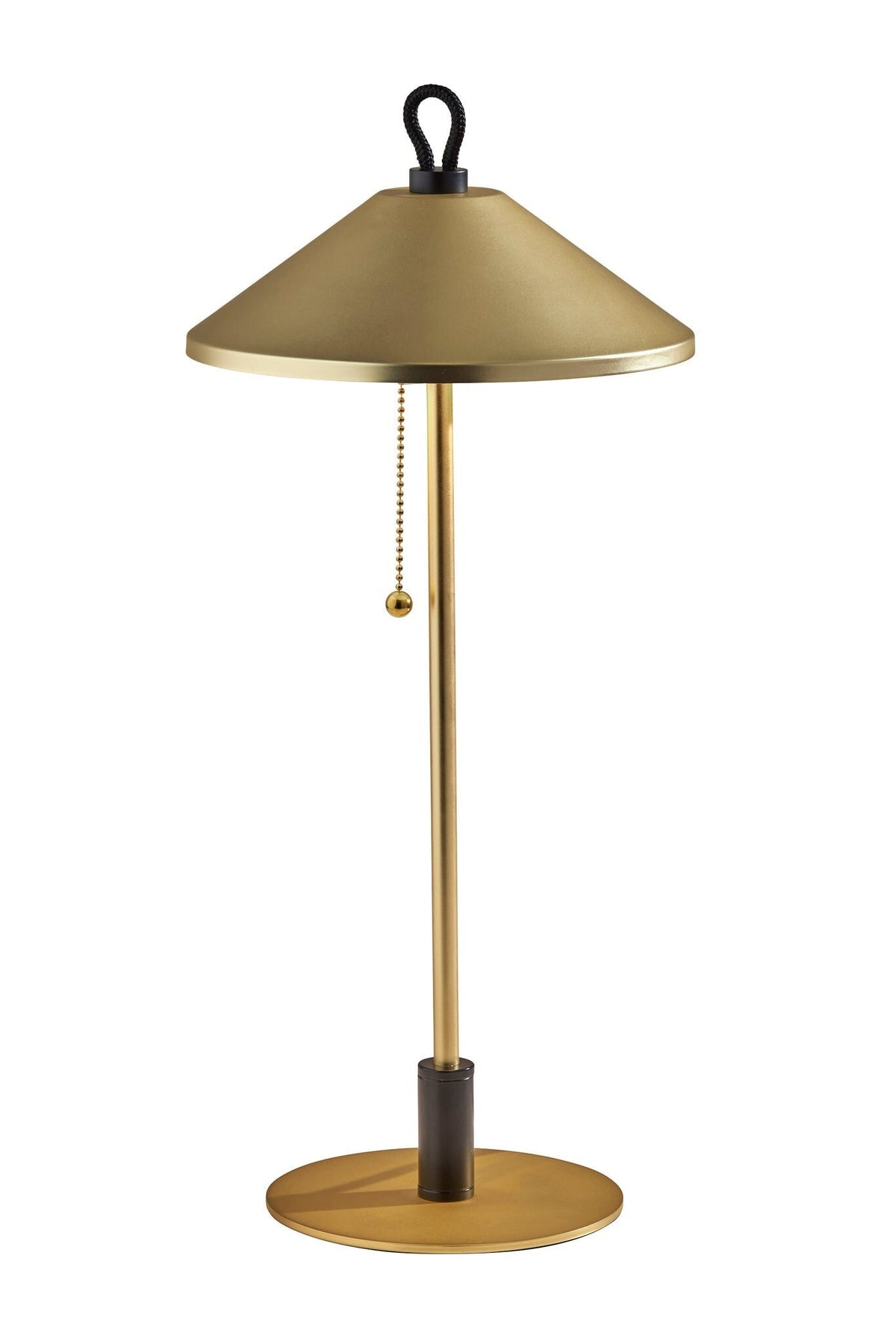 20" Black and Gold Metal Two Light Candlestick LED Table Lamp With Brass Cone Shade W2B