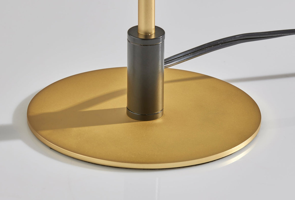 20" Black and Gold Metal Two Light Candlestick LED Table Lamp With Brass Cone Shade W2B